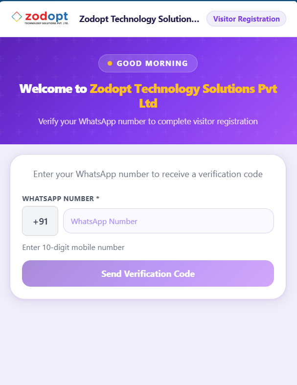 Hai Visitor QR registration screen